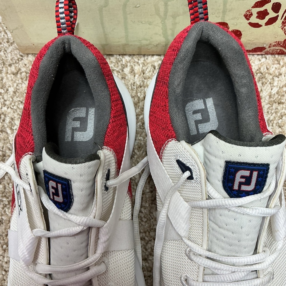 FootJoy White and Red Athletic Golf Shoes - Flex - Picture 5 of 9